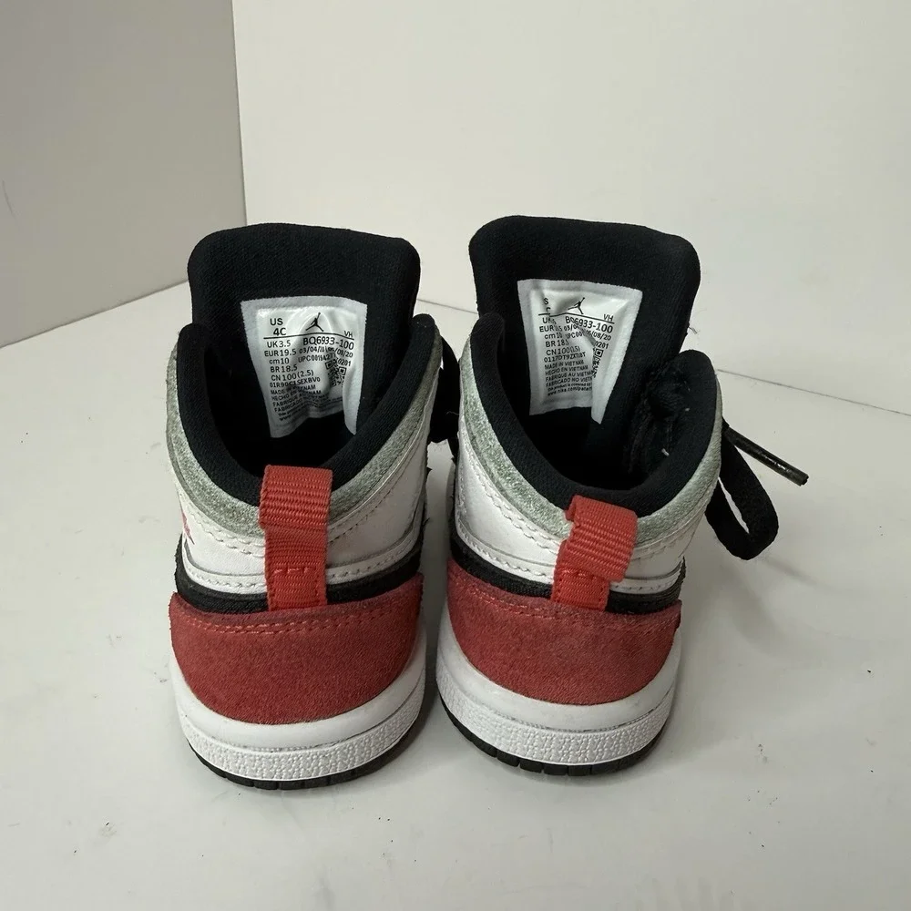 Jordan Unisex Baby/Toddler Mid Top Sneakers US 4C White/Black/Red BQ6933-100